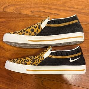 Nike Women’s Court Legacy 5.5 Leopard Print Slip-On Sneakers